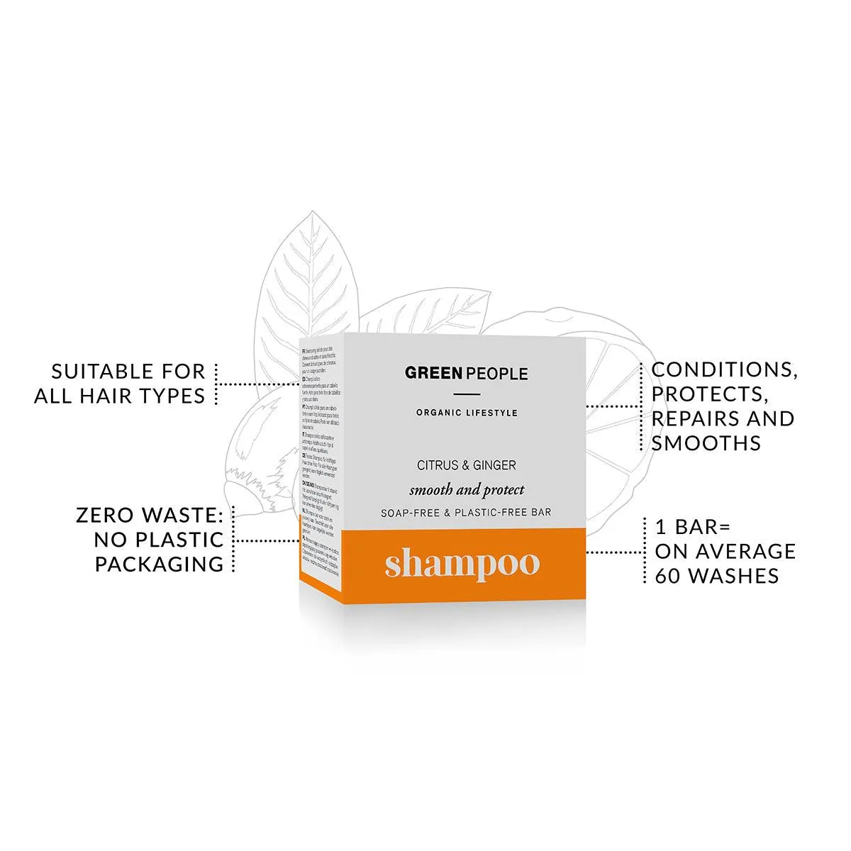 Green People Organic Citrus & Ginger Shampoo Bar - 50g - Image 3
